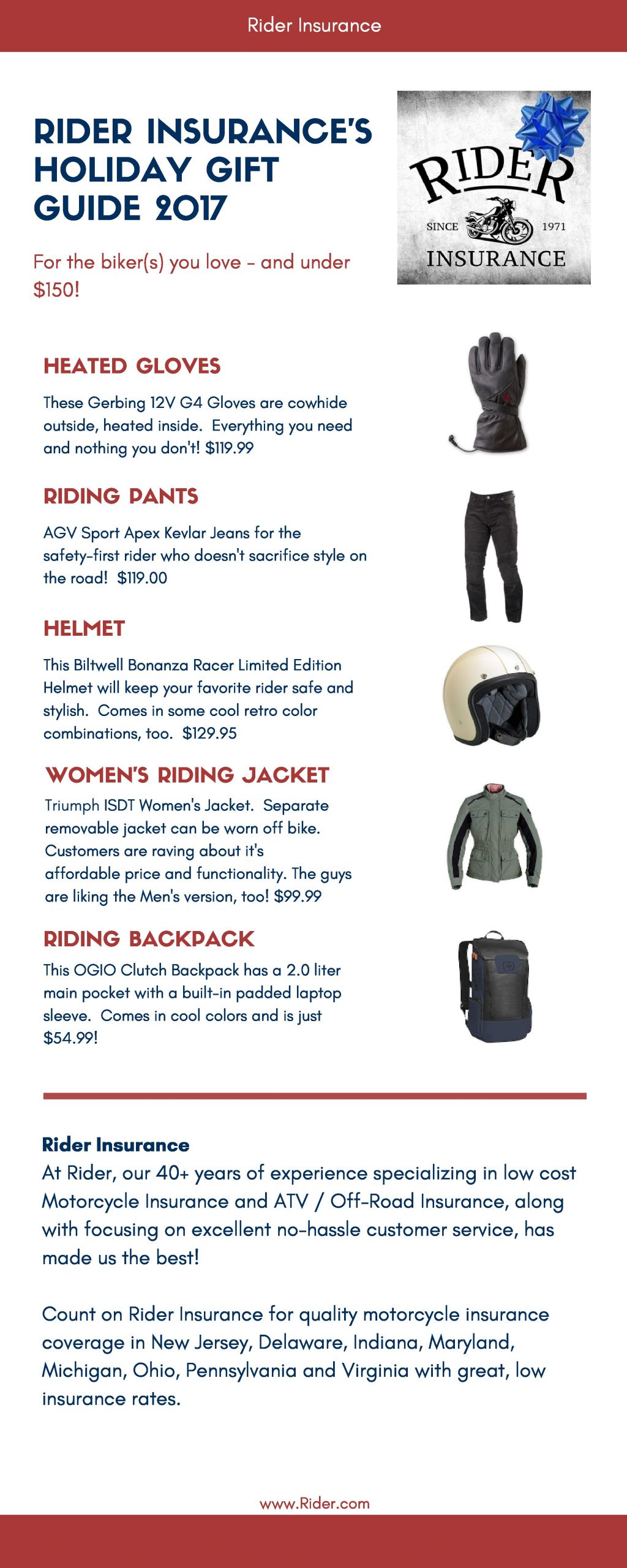 Rider Insurances Holiday Gift Guide 2017 Motorcyclist Gift inside dimensions 2500 X 6250