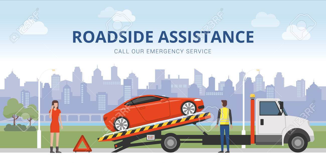 Roadside Assistance And Car Insurance Concept Broken Car On for proportions 1300 X 650