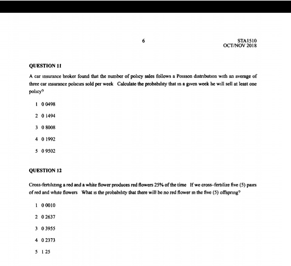 Solved Sta1510 Octnov 2018 Question 11 A Car Insurance B for sizing 958 X 874