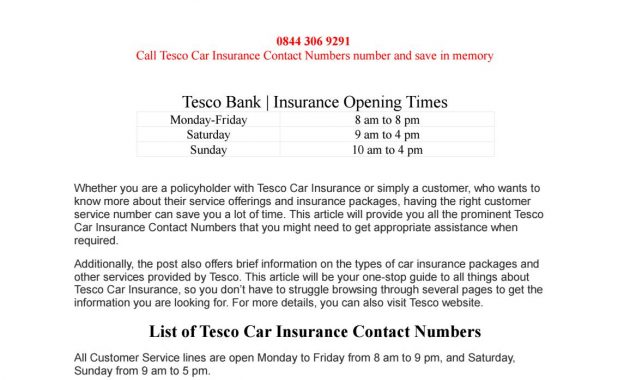 Tesco Car Insurance Contact Numbers Phone Number Customer for size 1156 X 1496