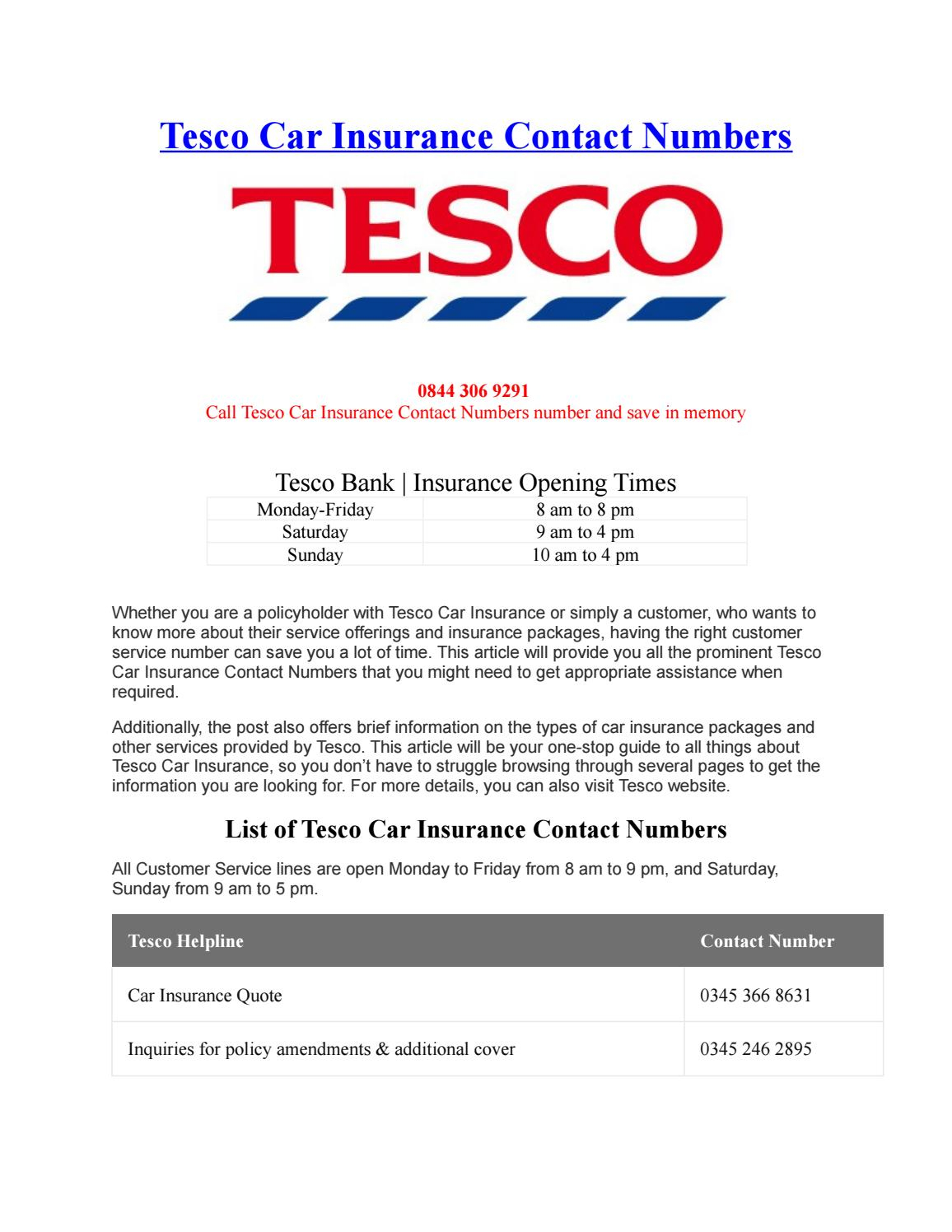 Tesco Car Insurance Contact Numbers Phone Number Customer for size 1156 X 1496