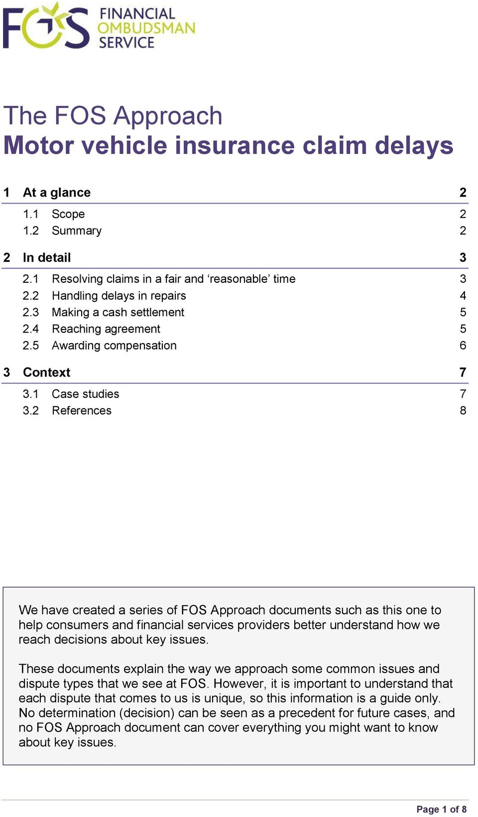 The Fos Approach Motor Vehicle Insurance Claim Delays Pdf for dimensions 960 X 1641