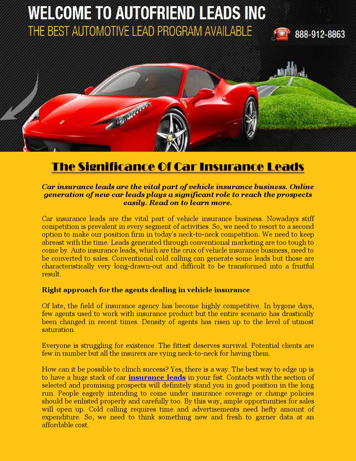 The Significance Of Car Insurance Leads Autofriend Leads for sizing 1159 X 1499