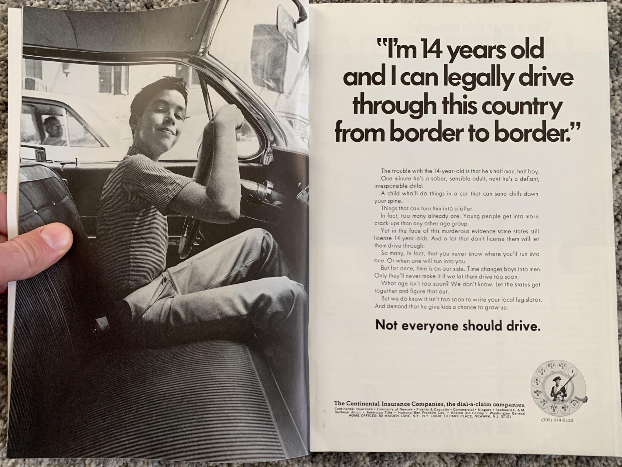 This Ad From 1969 Asking For The Driving Age To Be Increased in size 2048 X 1536