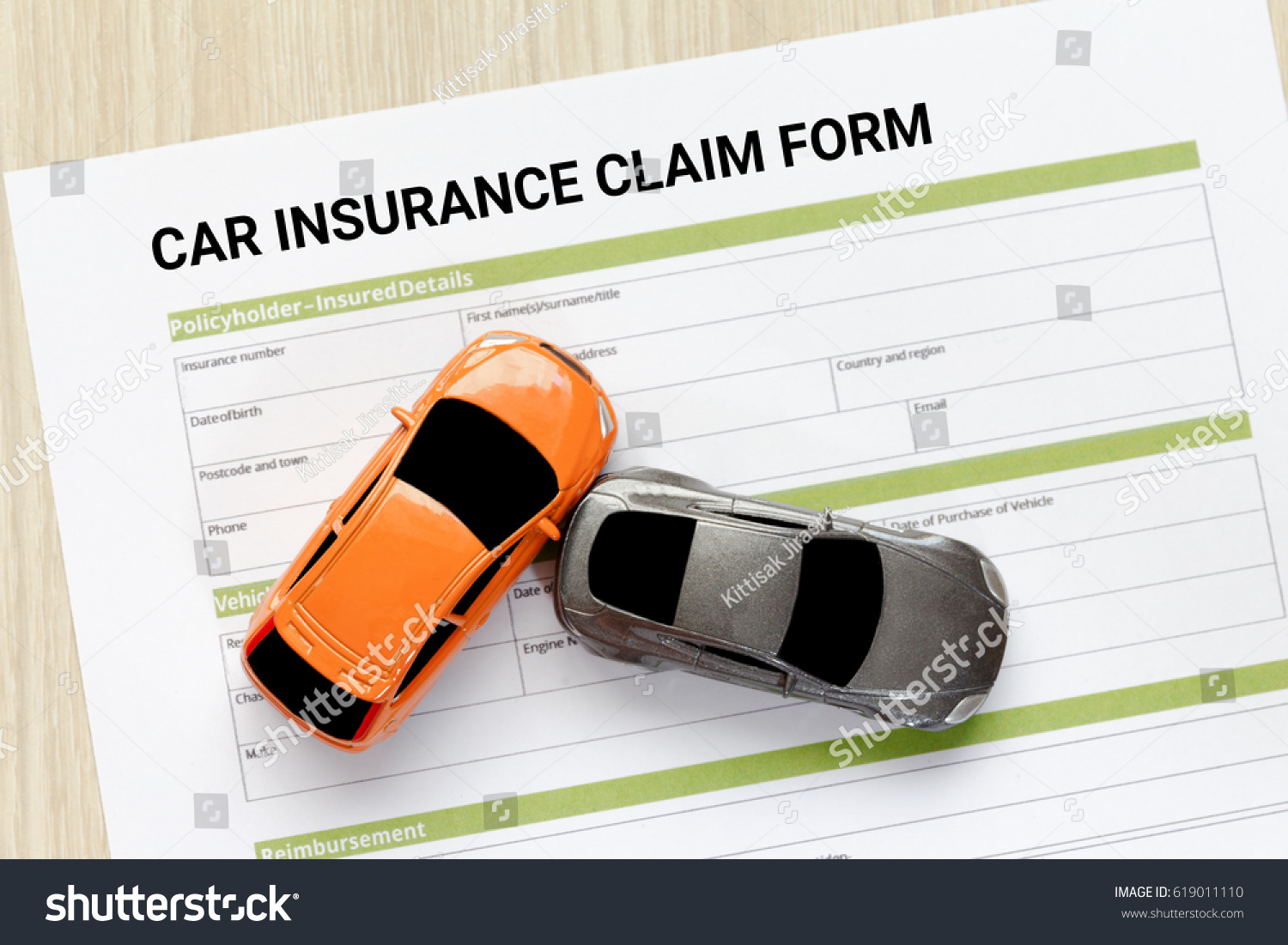 Top View Car Insurance Claim Form Royalty Free Stock Image regarding sizing 1500 X 1101