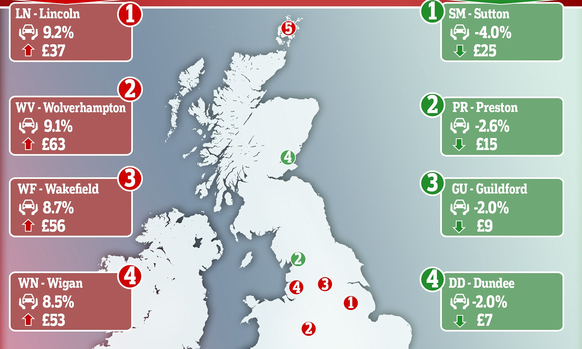 Uks Car Insurance Postcode Lottery Revealed This Is Money for dimensions 1908 X 1146