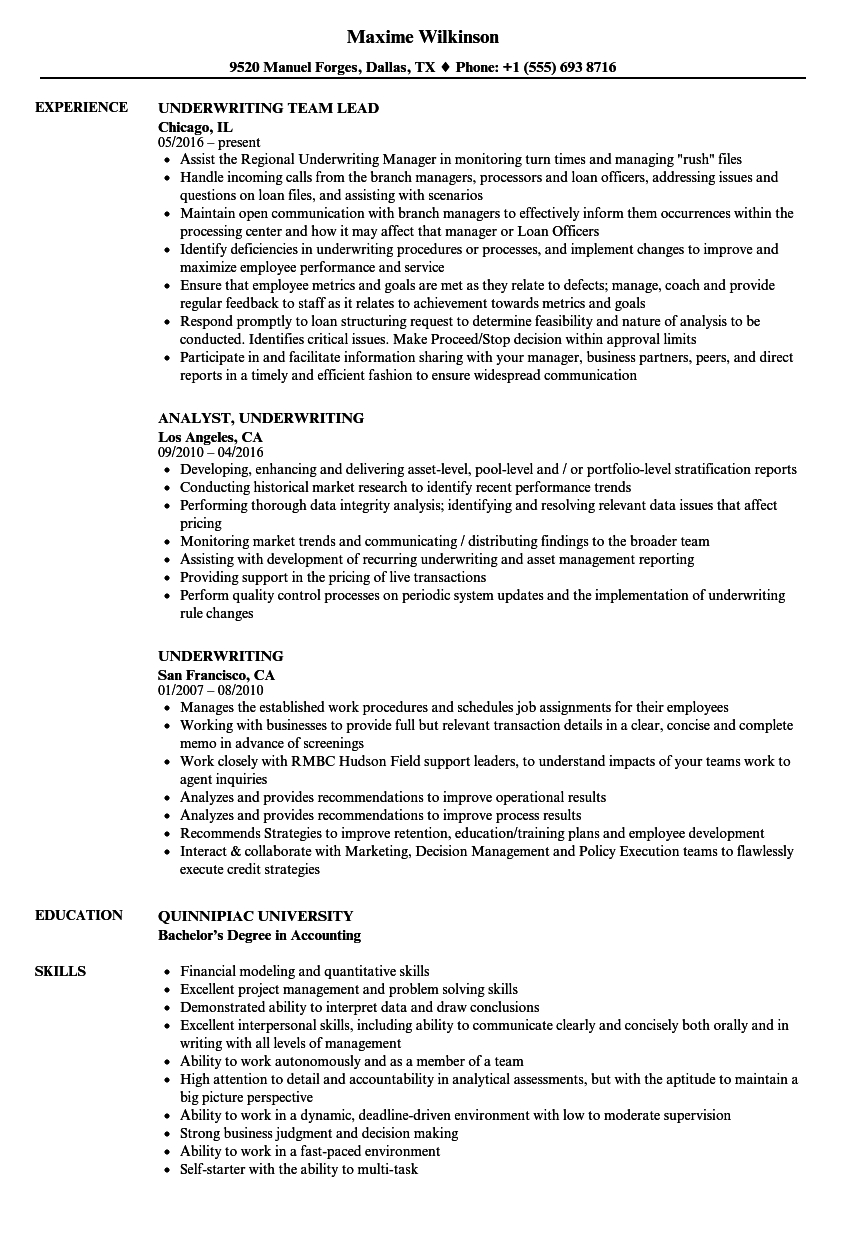 Underwriting Resume Samples Velvet Jobs with regard to size 860 X 1240