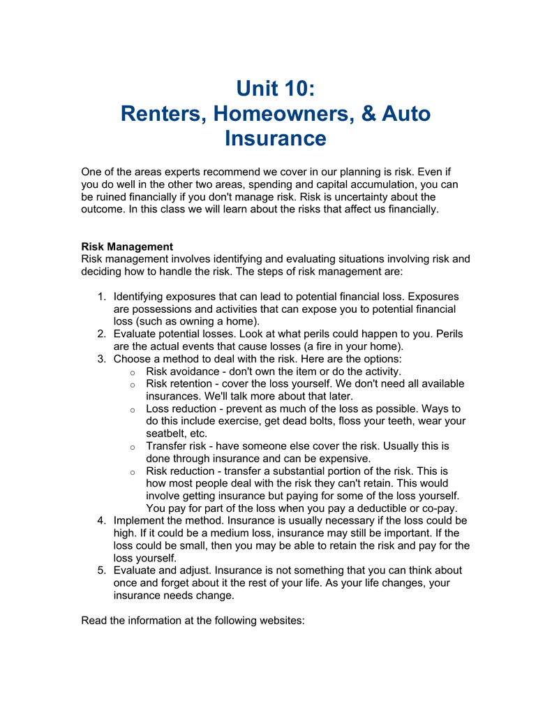 Unit 10 Renters Homeowners Amp Auto Insurance for proportions 791 X 1024