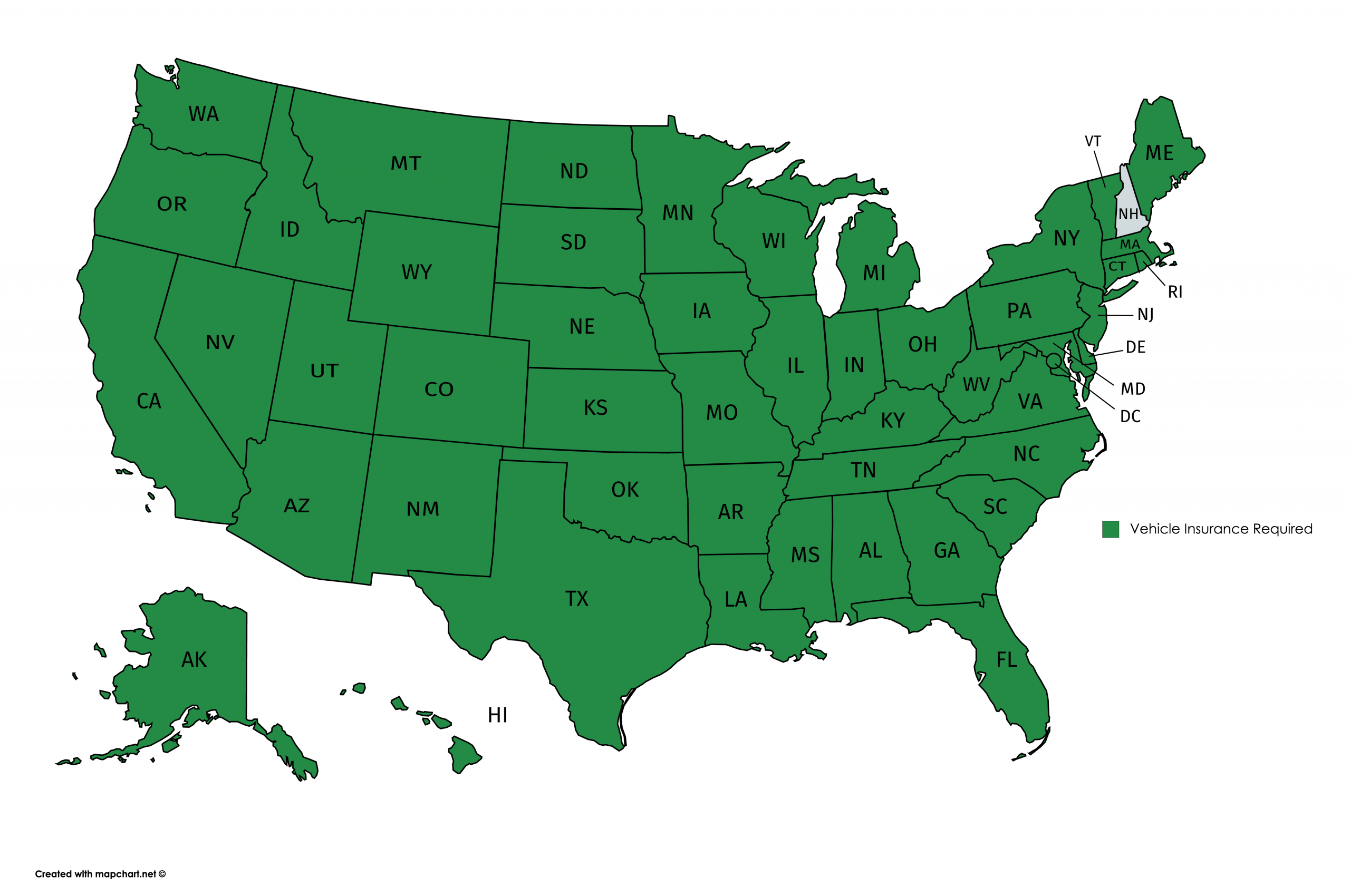 Us States That Require Car Insurance 5400x3585 Oc Mapporn for size 5400 X 3585