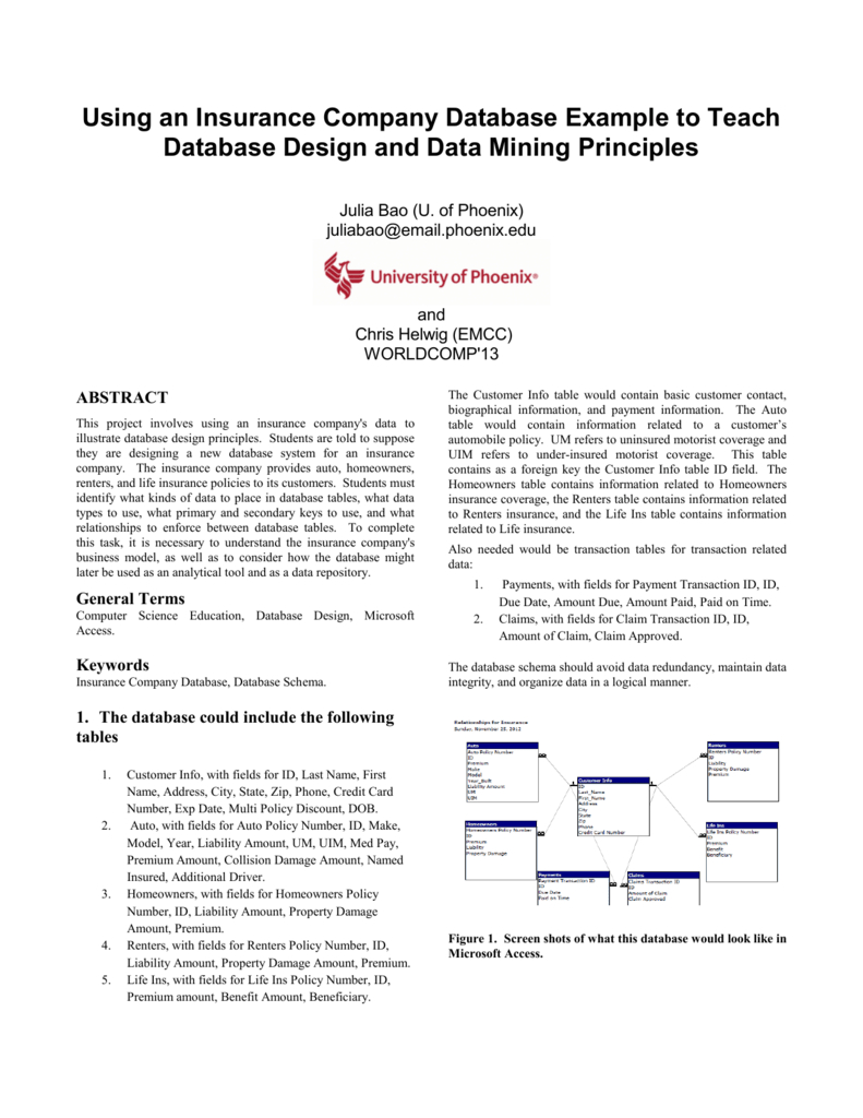 Using An Insurance Company Database Example To Teach in proportions 791 X 1024