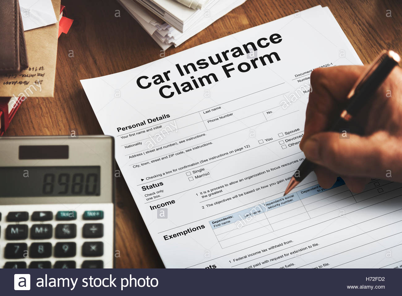 Vehicle Car Insurance Claim Form Concept Stock Photo pertaining to dimensions 1300 X 957