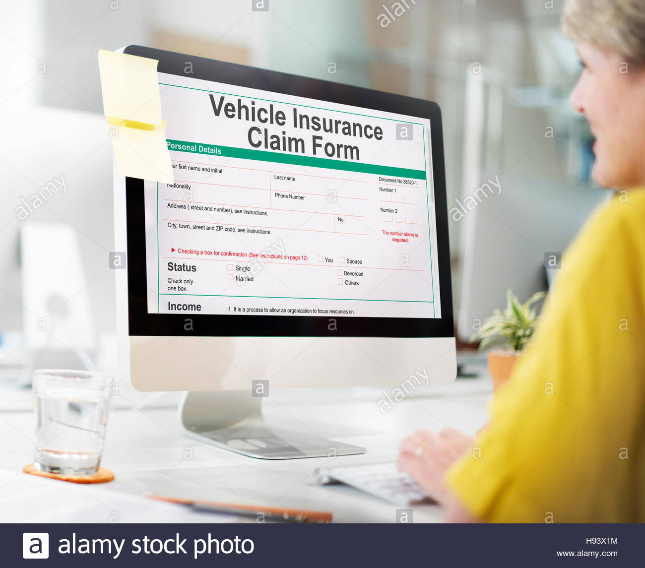 Vehicle Car Insurance Claim Form Concept Stock Photo regarding size 1300 X 1145