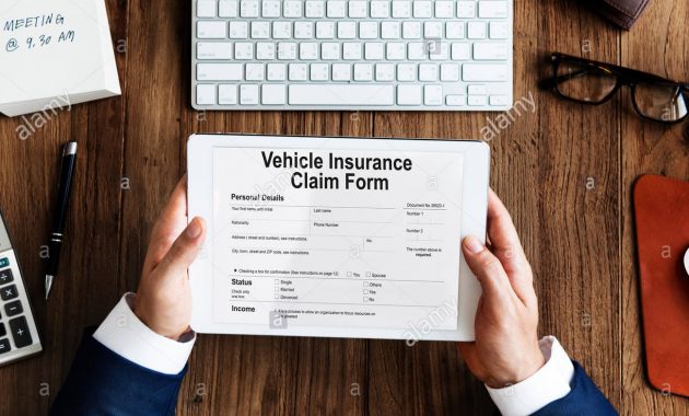 Vehicle Car Insurance Claim Form Concept Stock Photo throughout proportions 1300 X 985