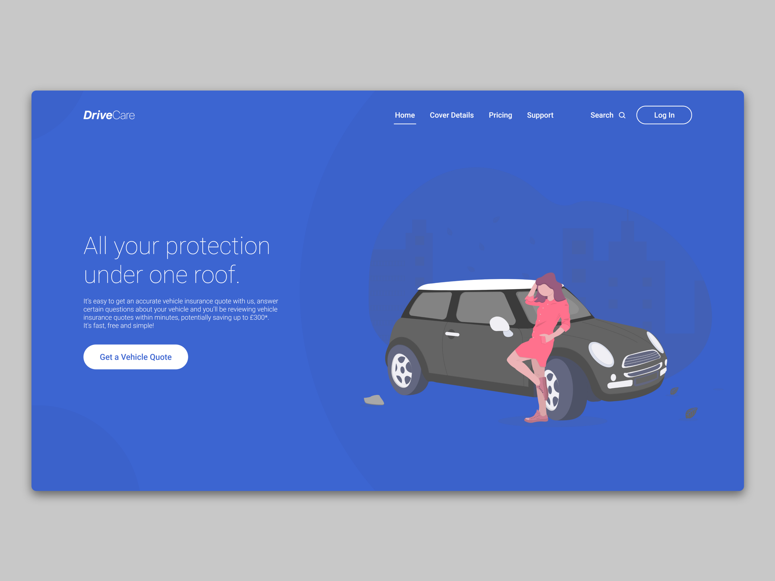 Vehicle Insurance Landing Page Daily Ui 003 Greg Evans pertaining to proportions 4800 X 3600