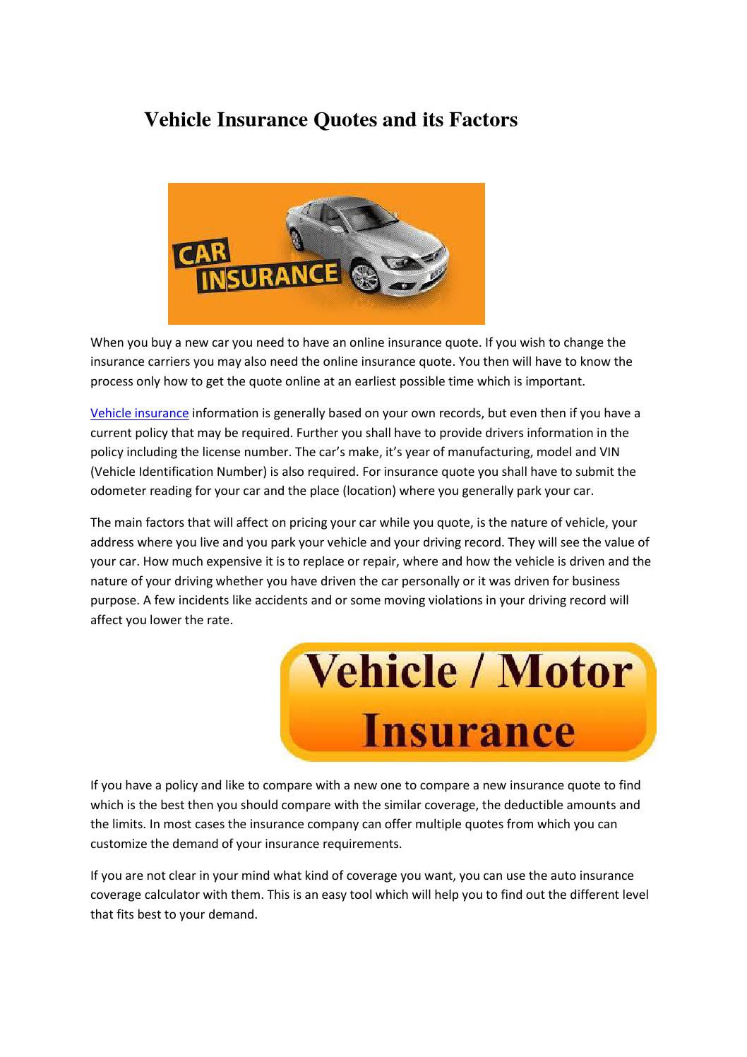 Vehicle Insurance Quotes And Its Factors Sanjay Issuu intended for dimensions 1058 X 1497