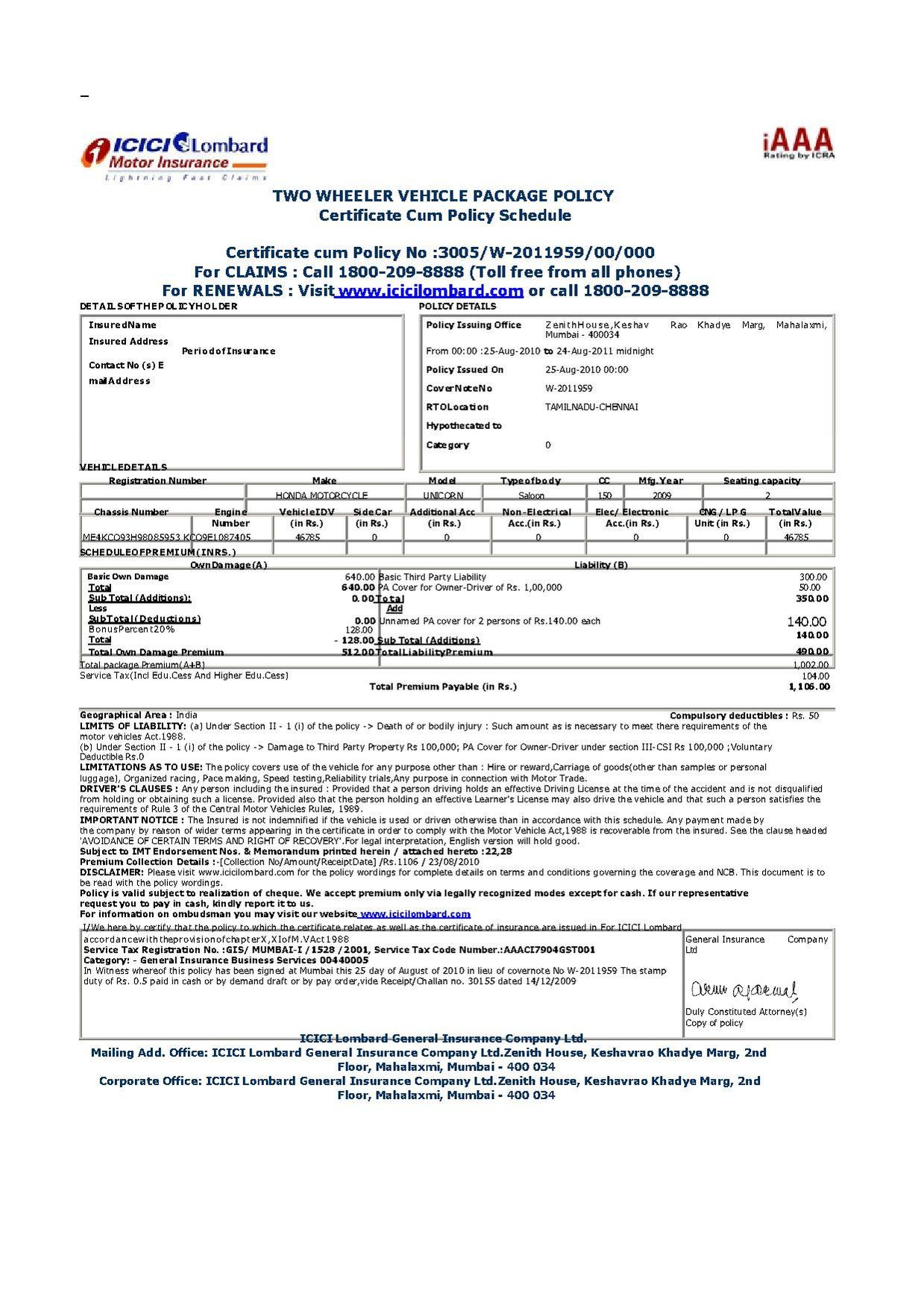 Vehicle Insurance Vehicle Insurance Details regarding sizing 1239 X 1753