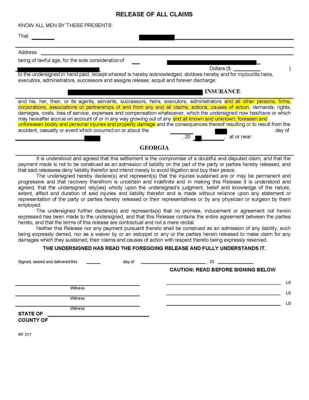 Watch Out For Signing Insurance Company Releases Without for proportions 1000 X 1294