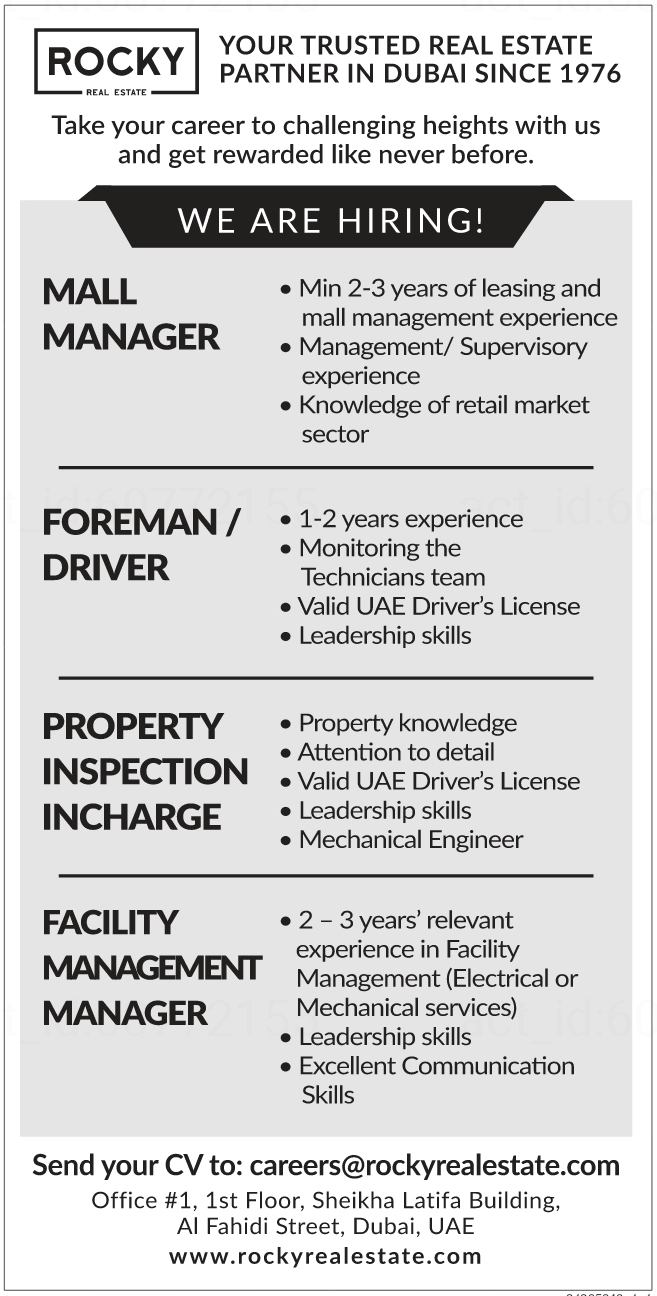 We Are Hiring Rocky Real Estate Partner Since 1976 For Uae throughout sizing 657 X 1296