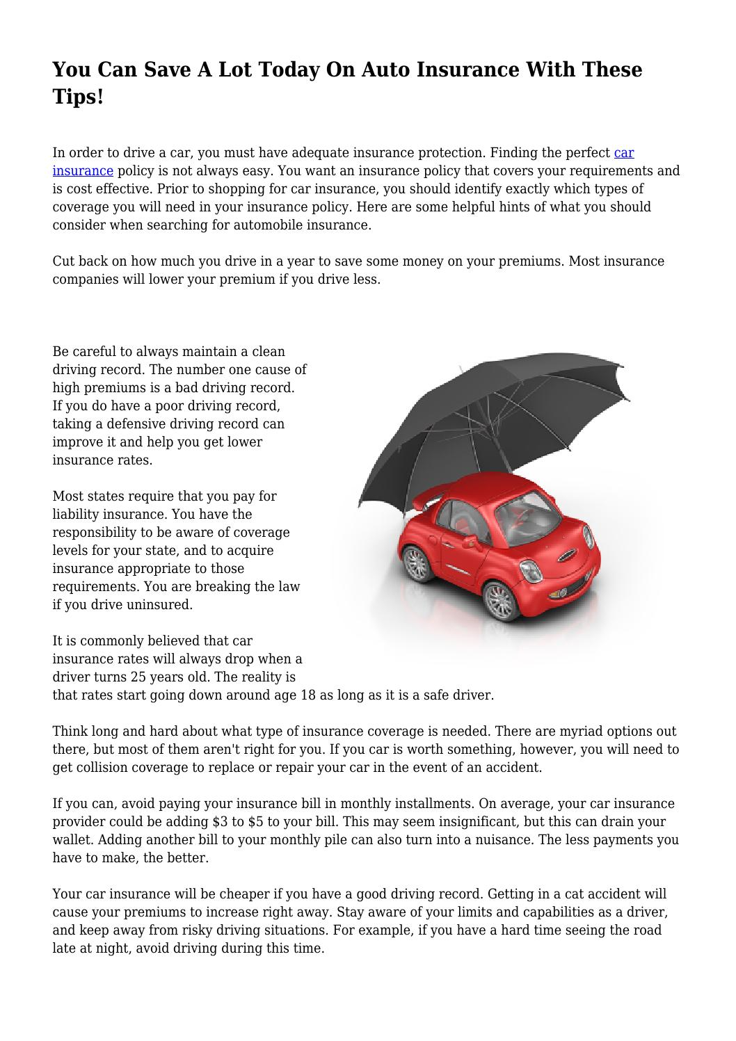 You Can Save A Lot Today On Auto Insurance With These Tips in dimensions 1058 X 1497